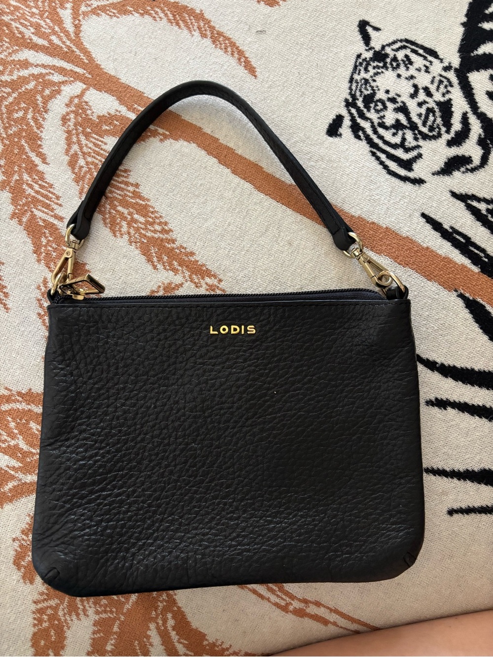 Lodis Black Leather Wristlet Pouch